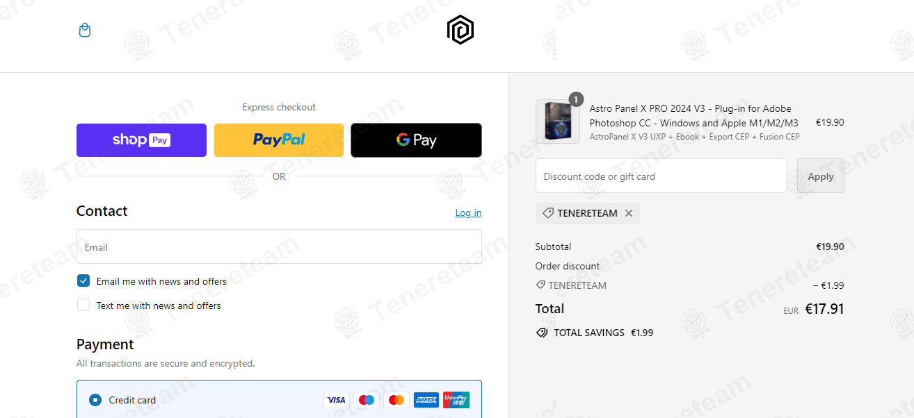 Astro Panel apply coupon code