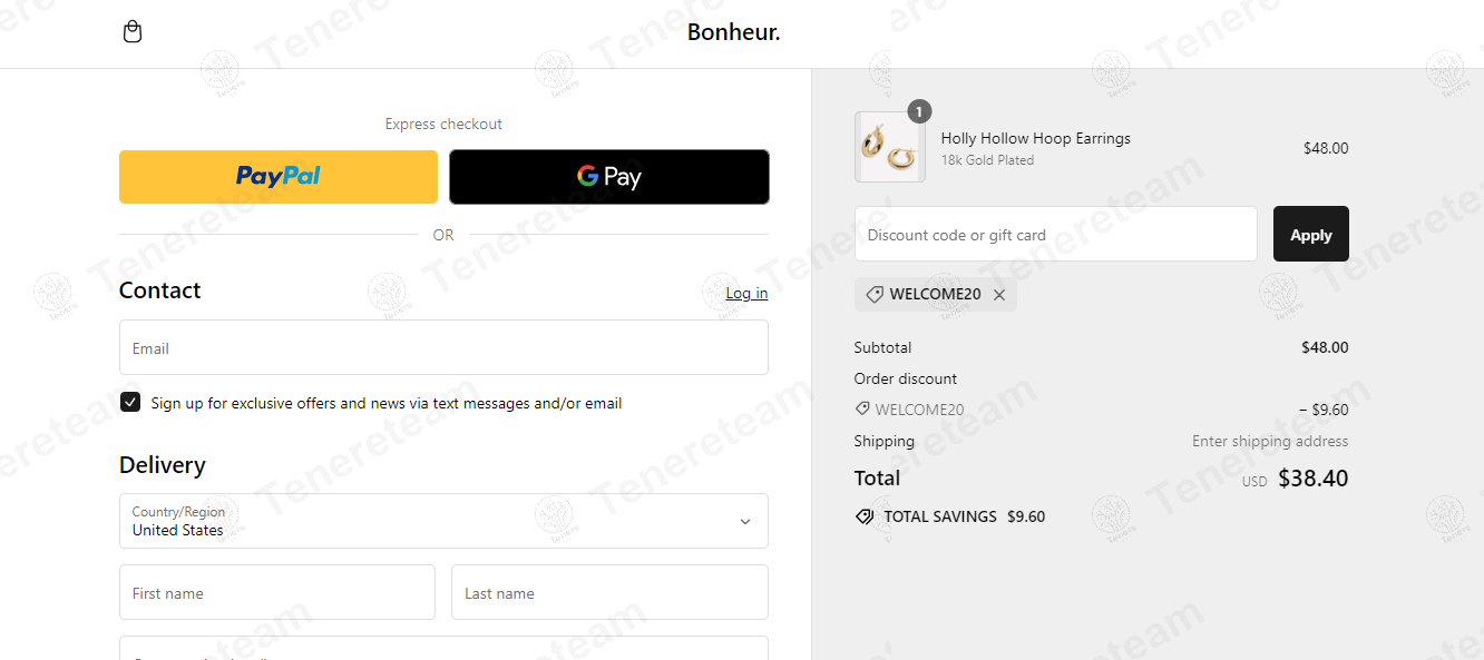 Bonheur Jewelry apply coupon code