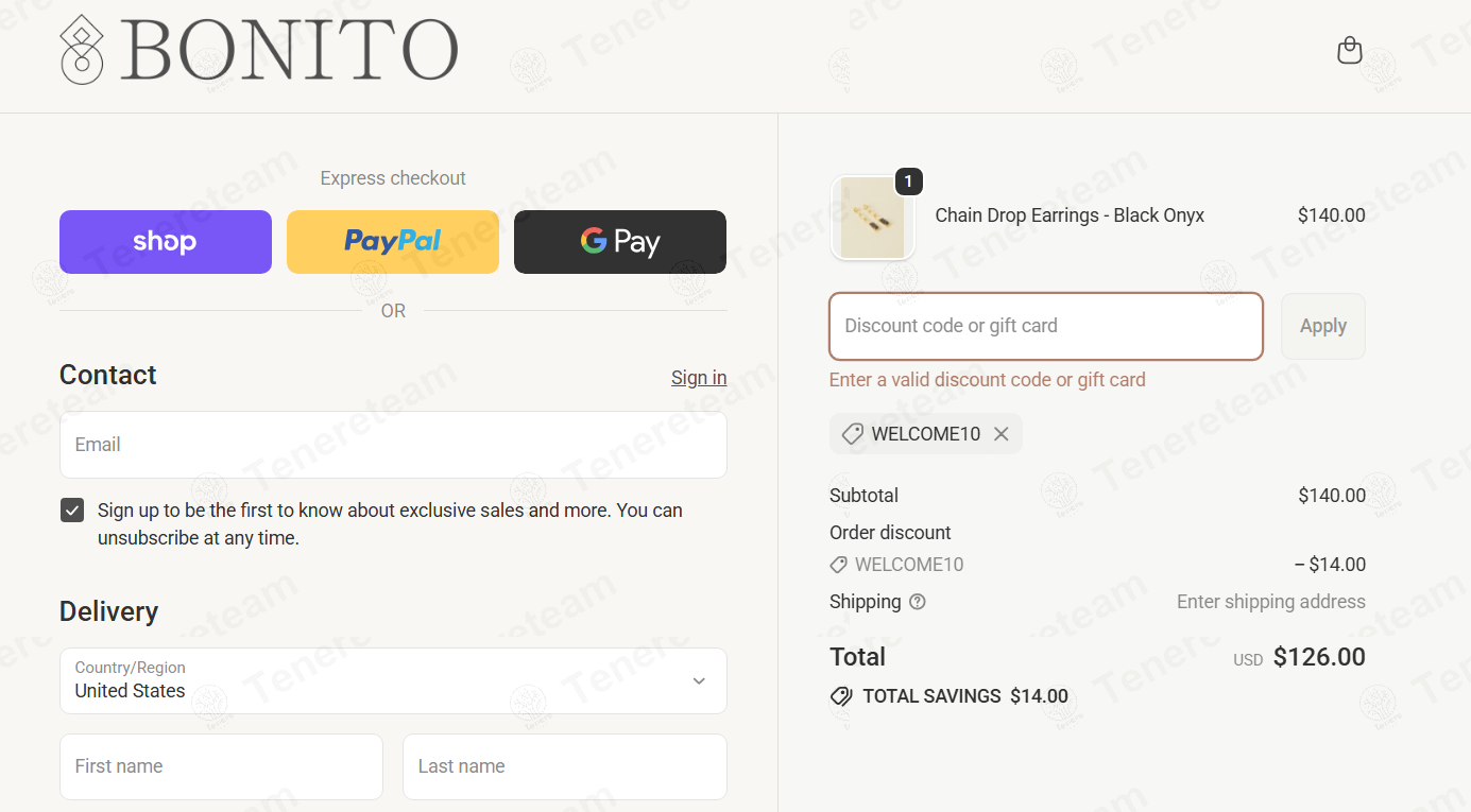 Bonito Jewelry apply coupon code