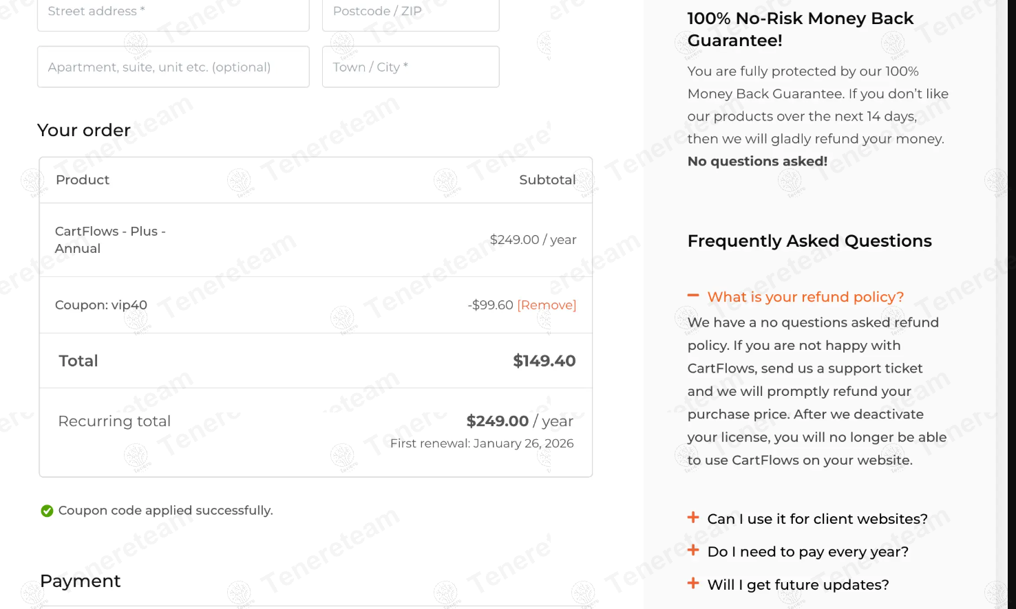 CartFlows apply coupon code
