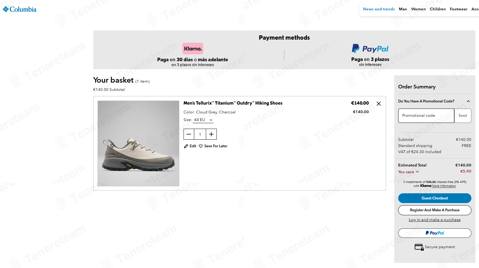 Columbia Sportswear ES apply coupon code