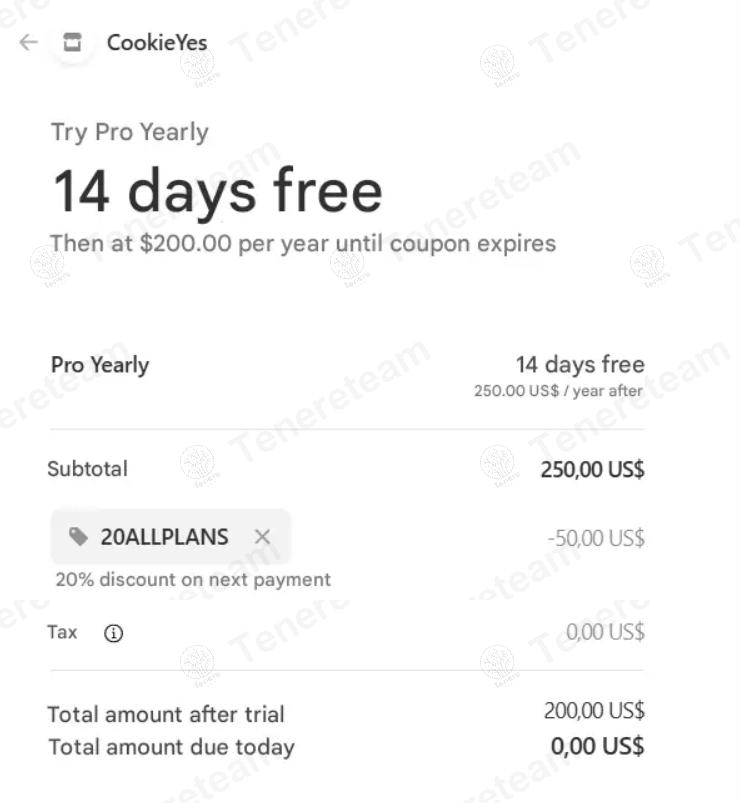 CookieYes apply coupon code