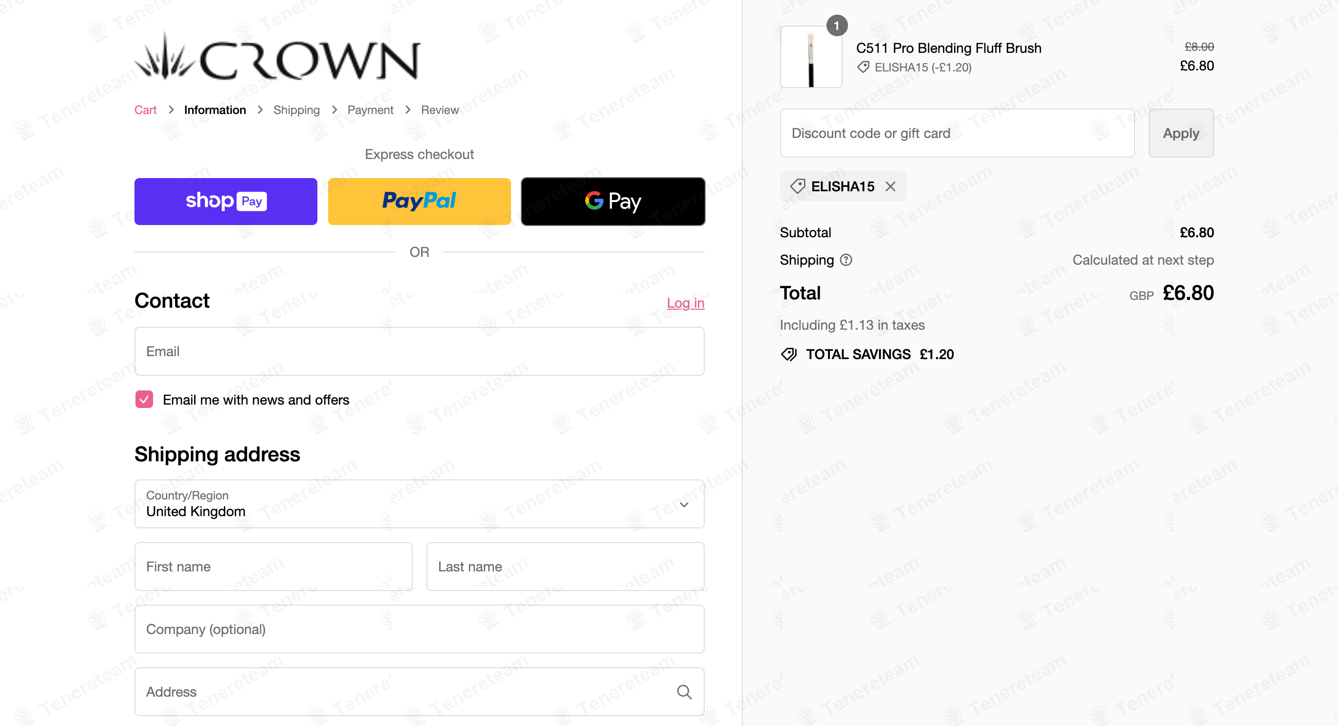 Crownbrush UK apply coupon code