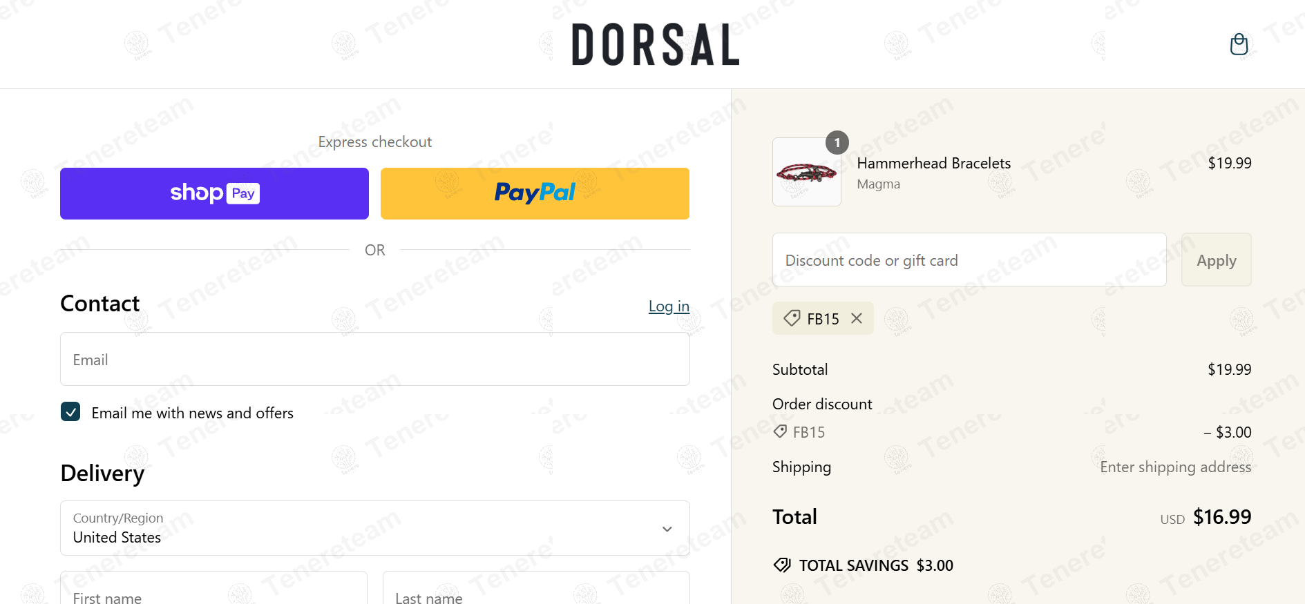 Dorsal Bracelets apply coupon code
