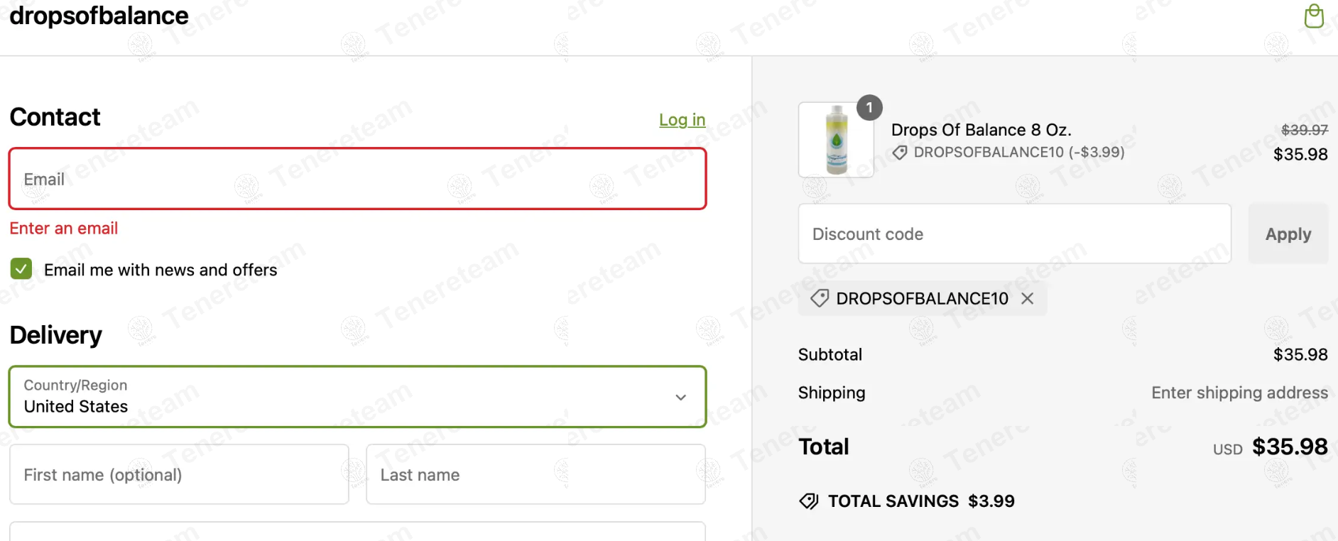 Drops Of Balance apply coupon code