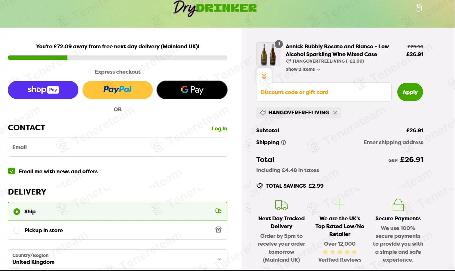 Dry Drinker apply coupon code
