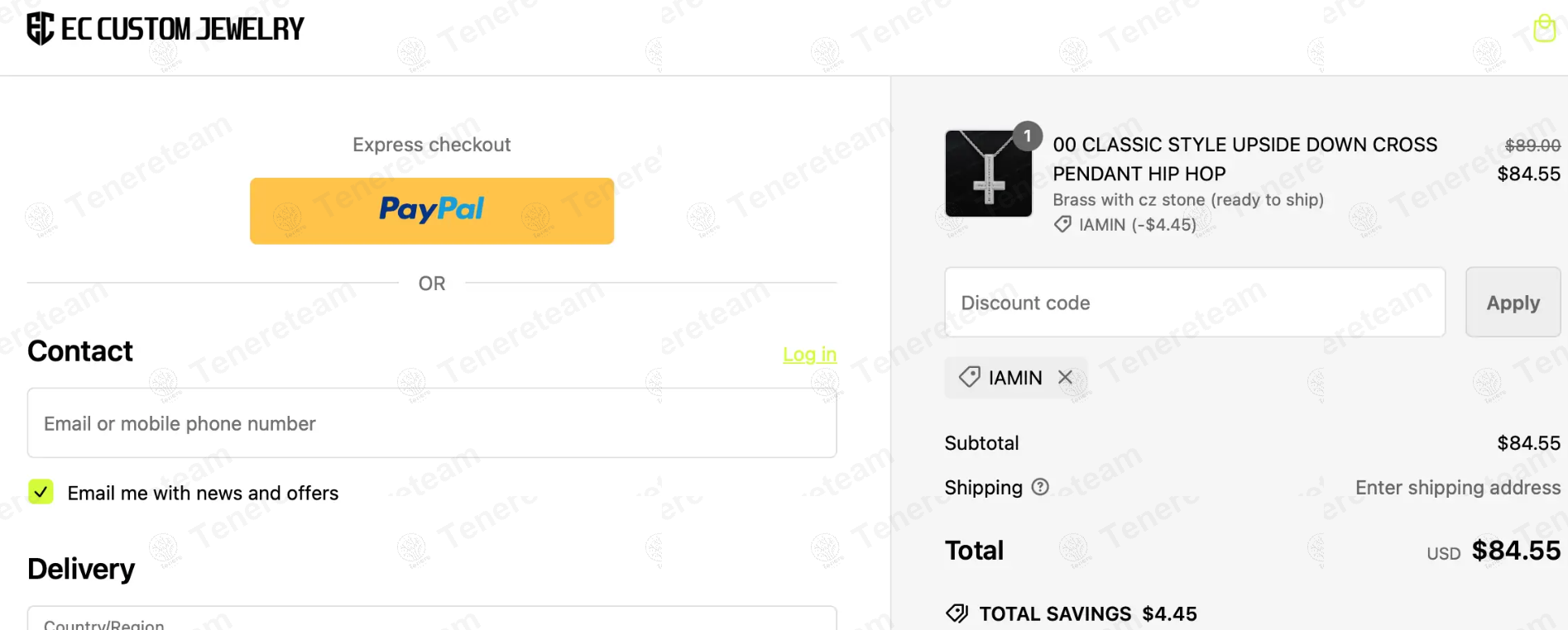 EC Custom Jewelry apply coupon code