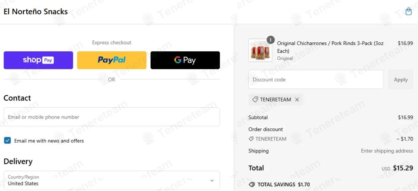 El Norteno Snacks apply coupon code