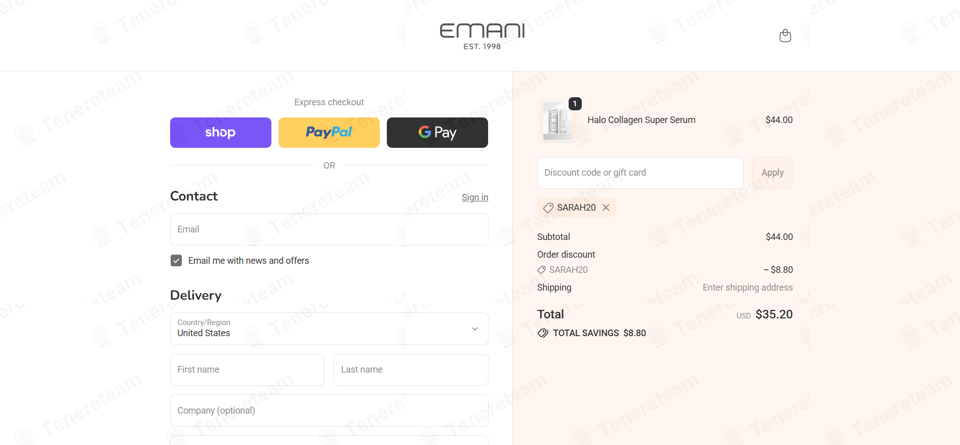 Emani Vegan Cosmetics apply coupon code