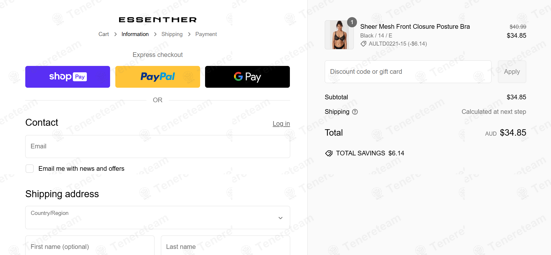 Essenther AU apply coupon code