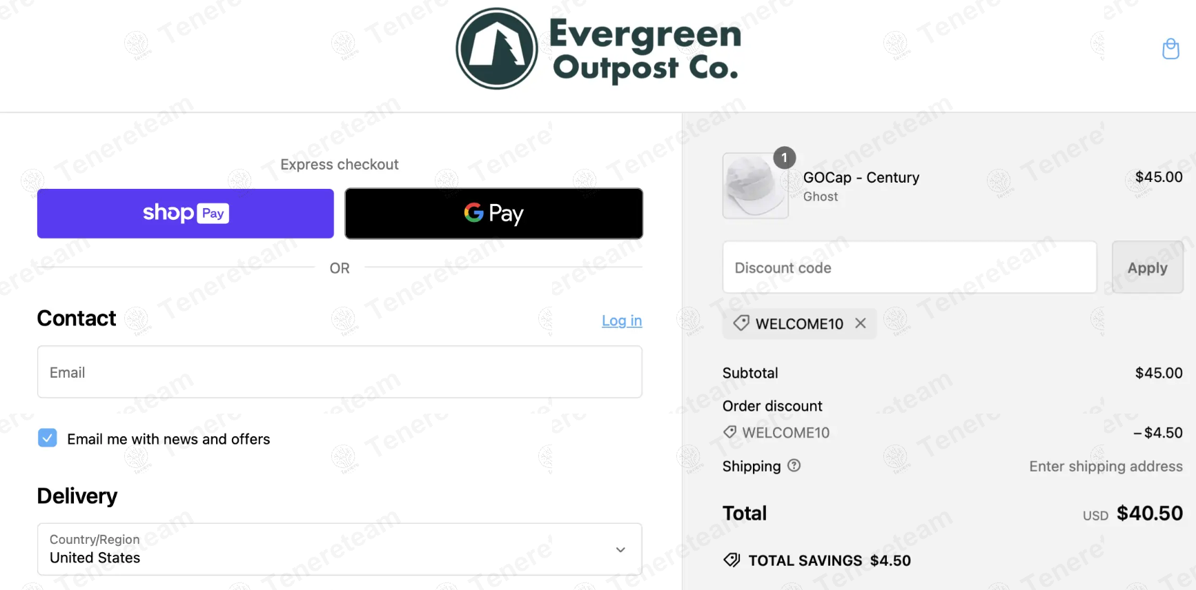 Evergreen Outpost Co. apply coupon code