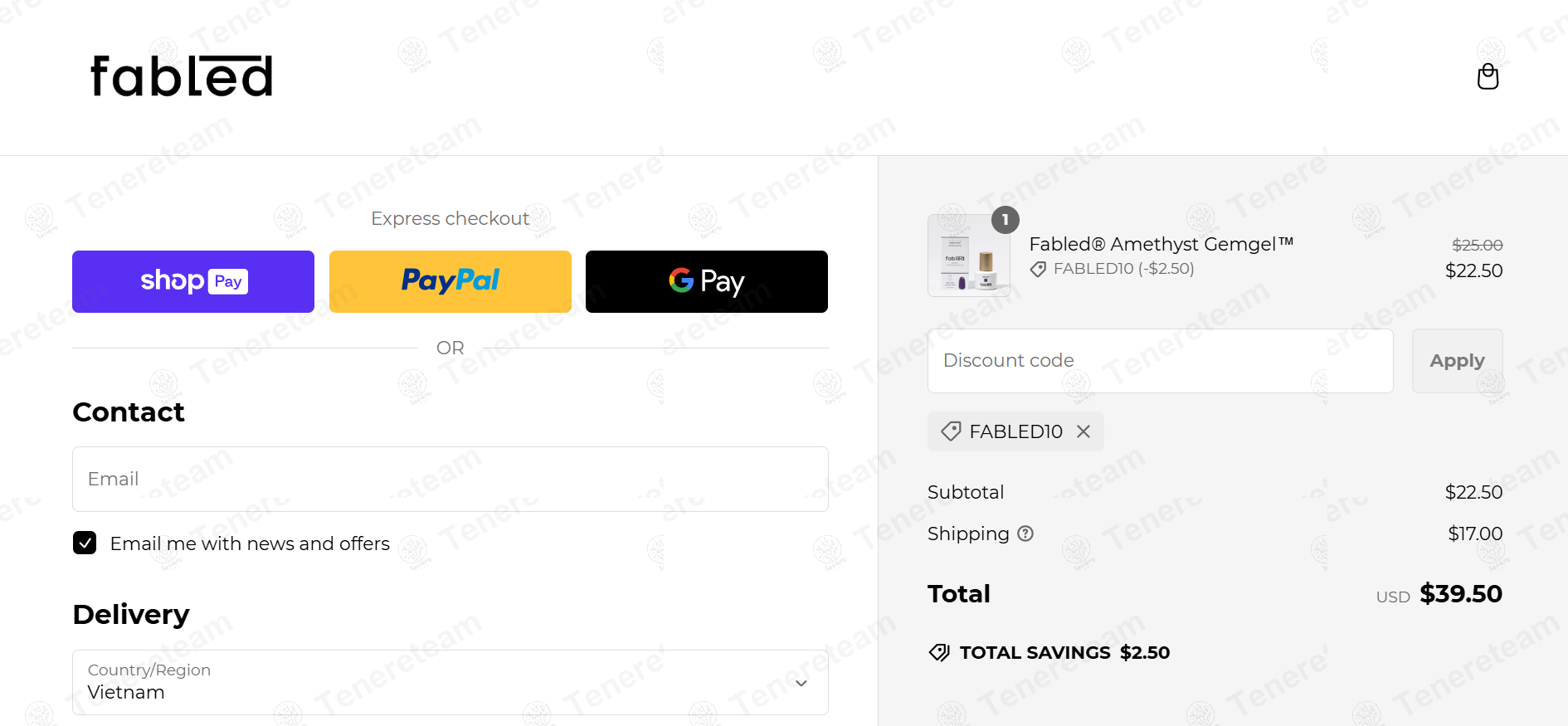 Fabled Beauty apply coupon code
