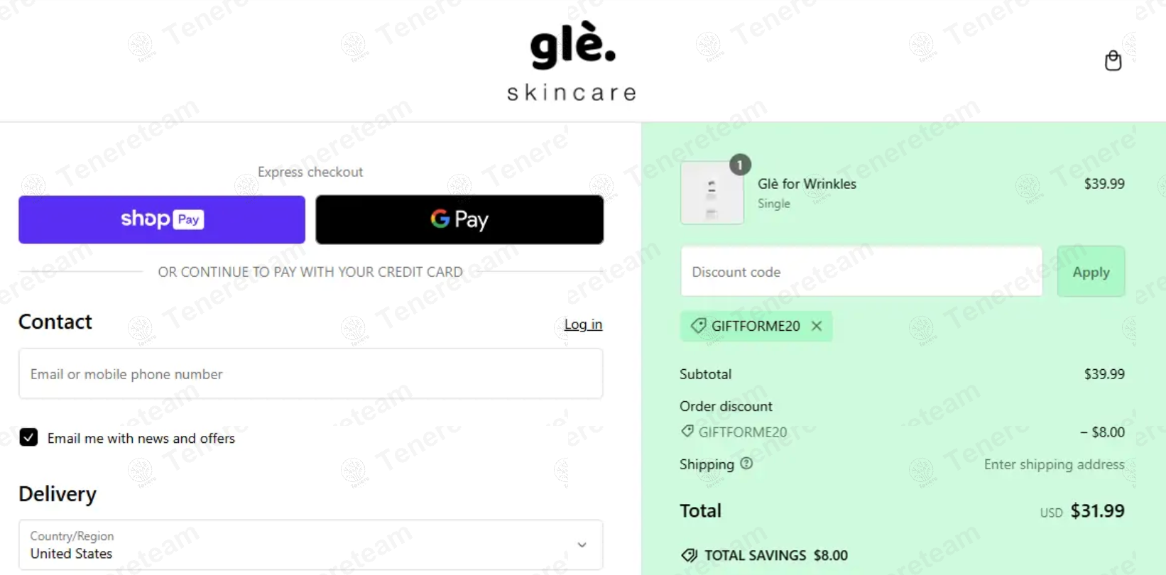 Gle Skin apply coupon code