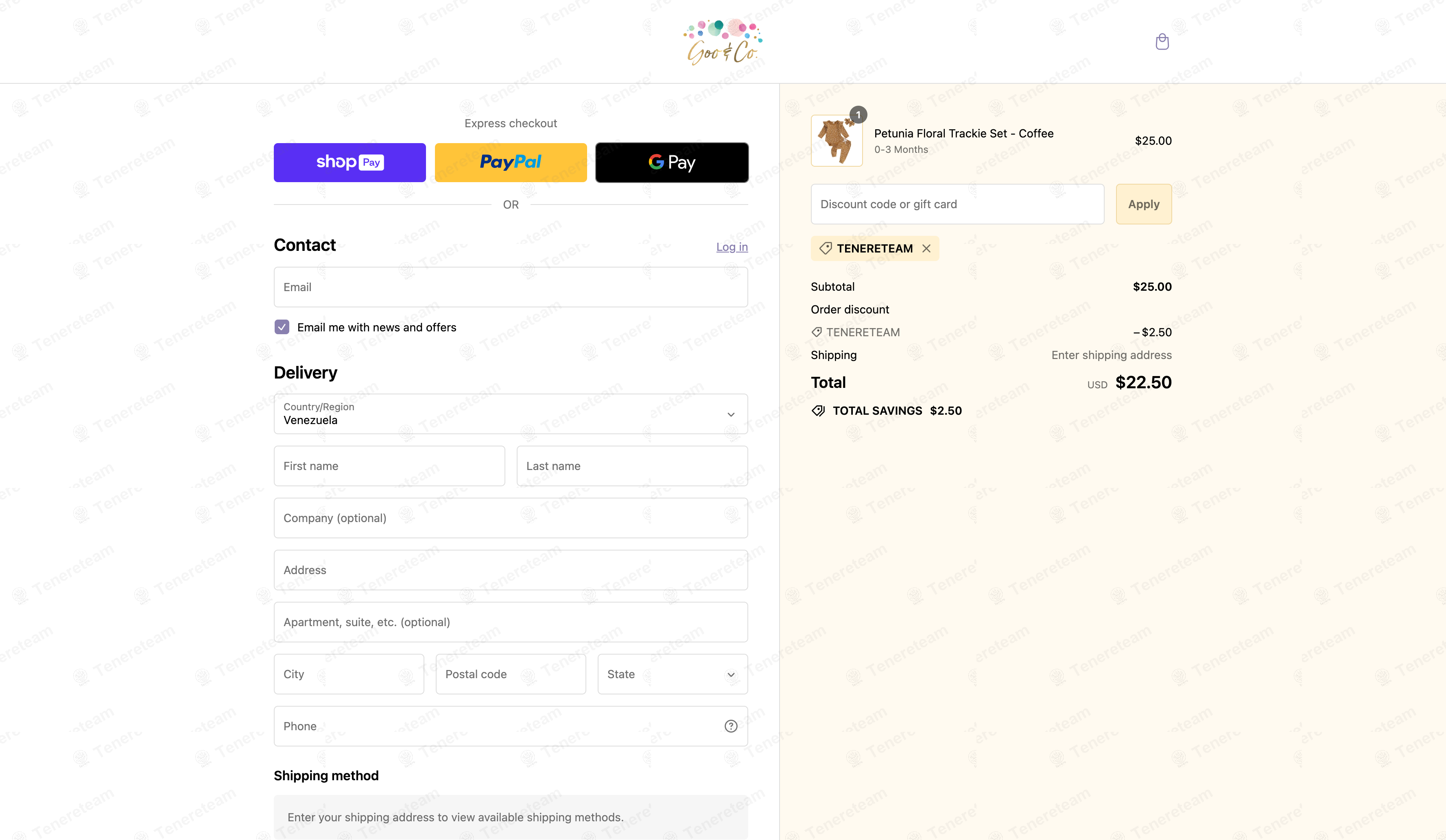 Goo And Co apply coupon code