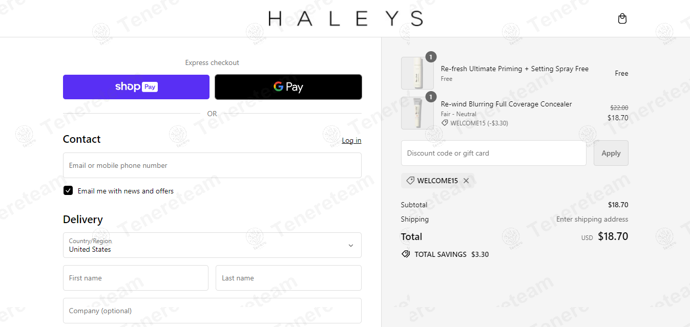 Haleys Beauty apply coupon code