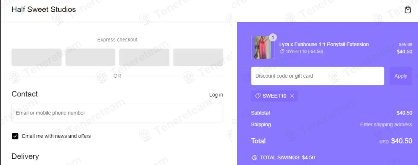 Half Sweet Studios apply coupon code