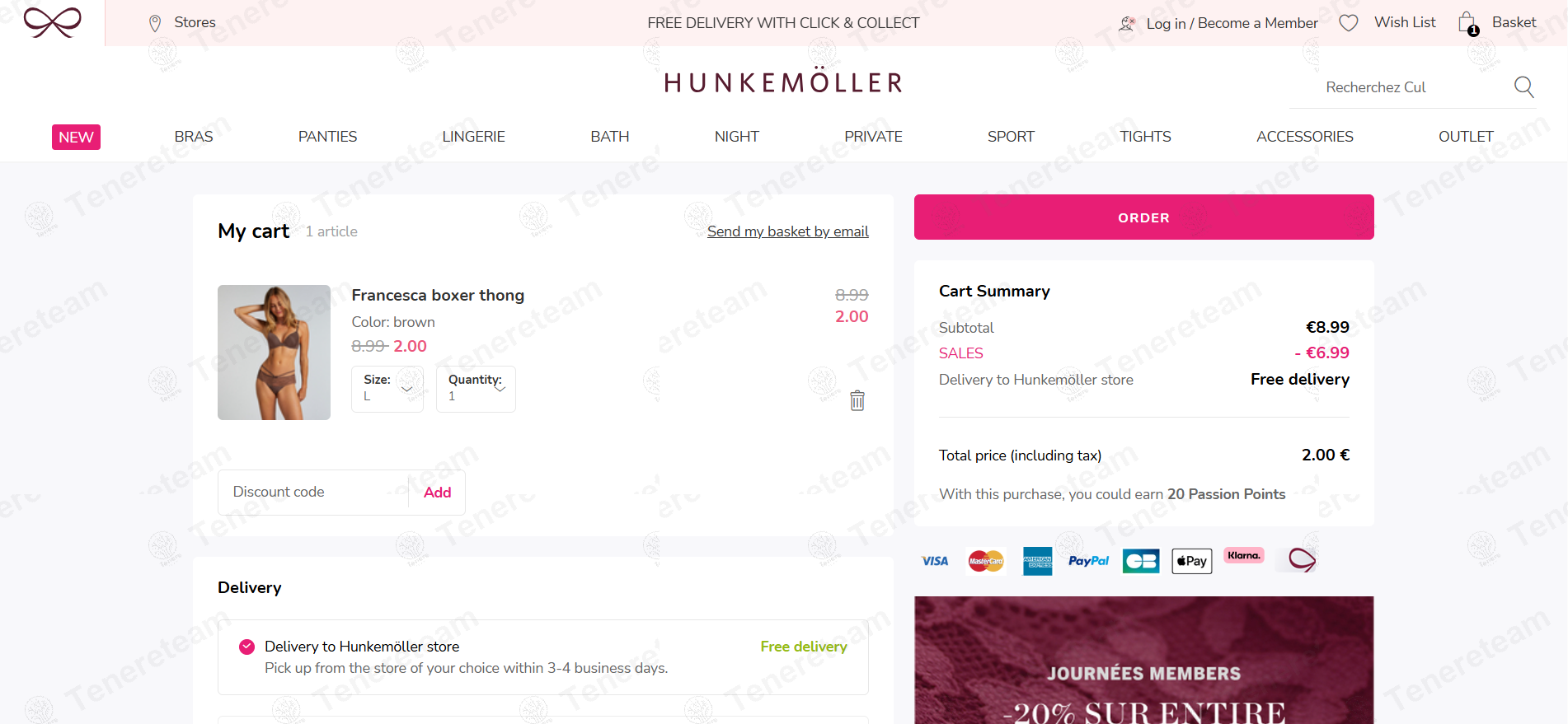 Hunkemoller FR apply coupon code