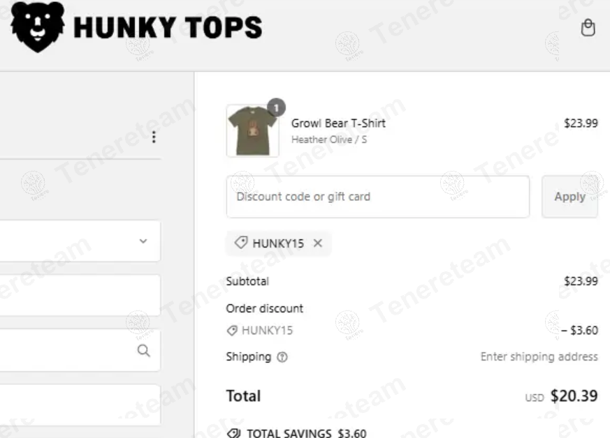Hunky Tops apply coupon code