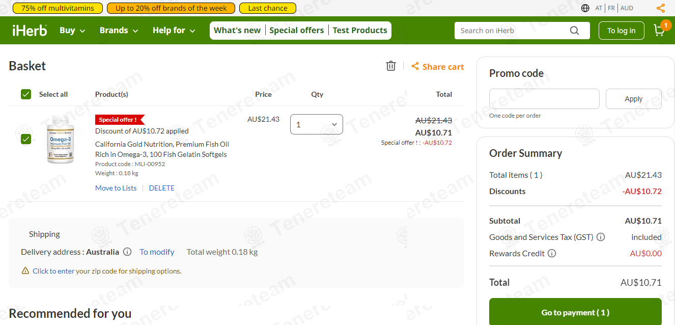 Iherb AU apply coupon code