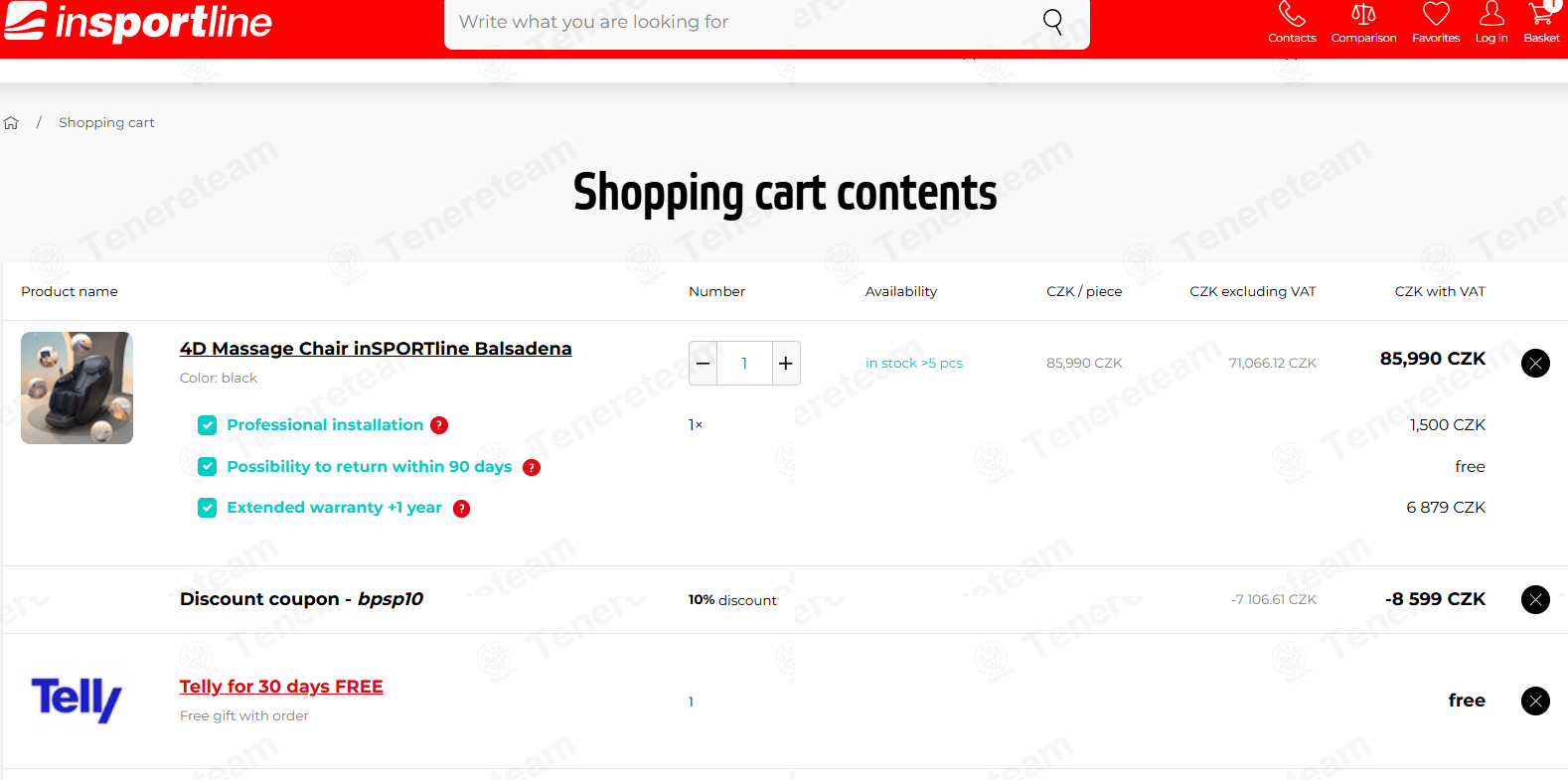 Insportline CZ apply coupon code