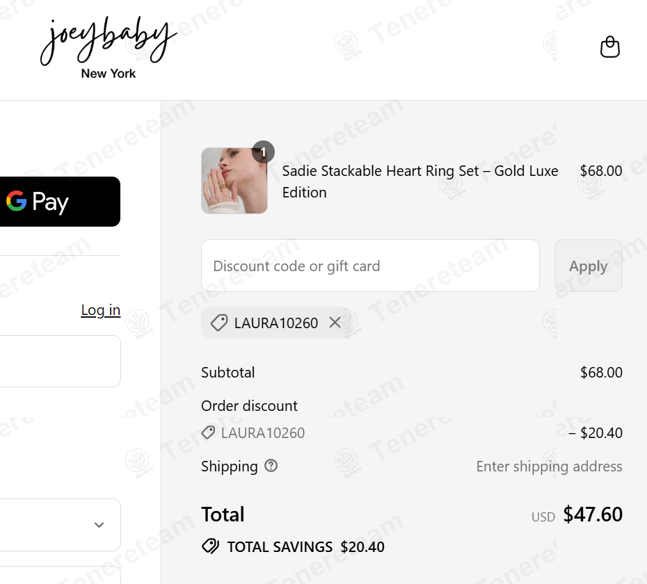 Joey Baby NYC apply coupon code