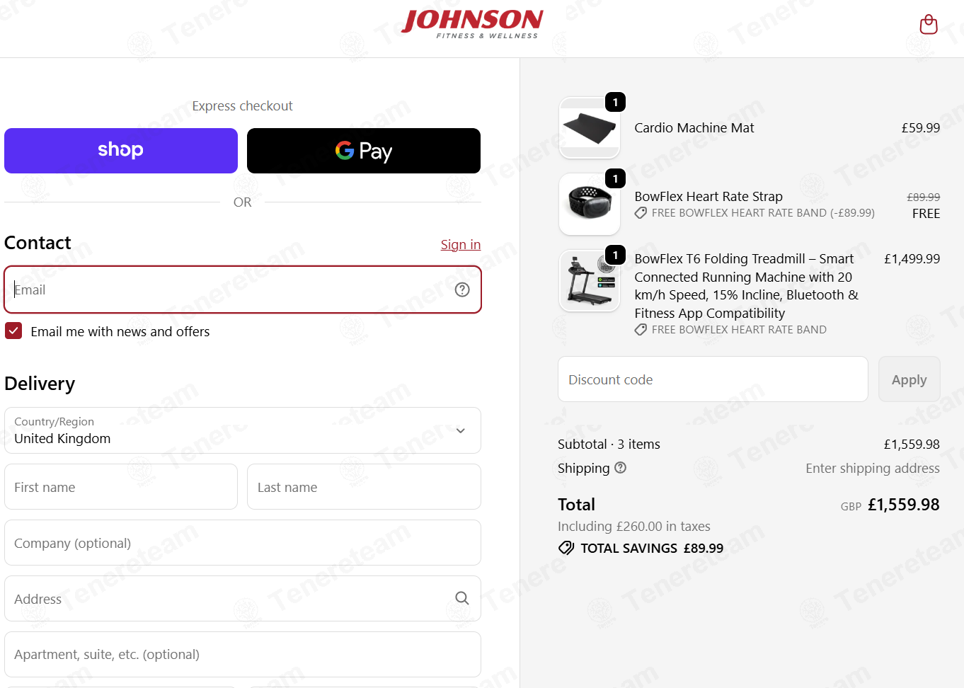 Johnson Fitness UK apply coupon code