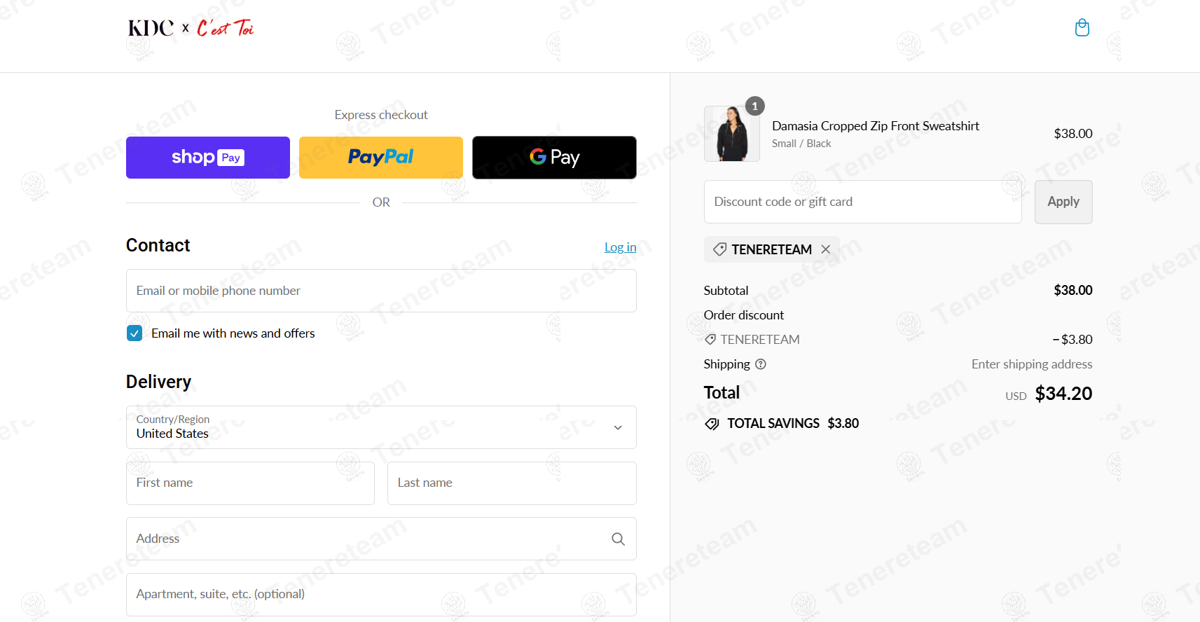 KDC Shop apply coupon code