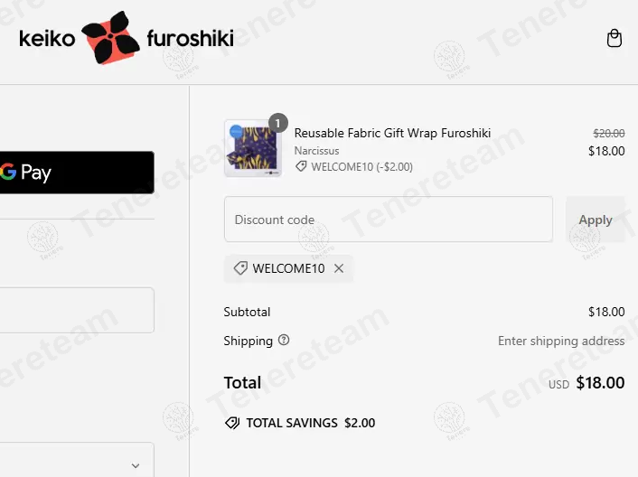 Keiko Furoshiki apply coupon code