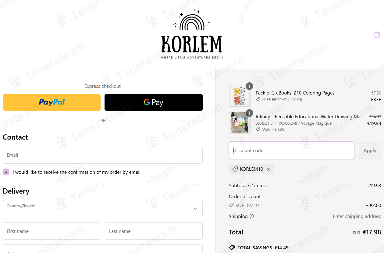 Korlem apply coupon code