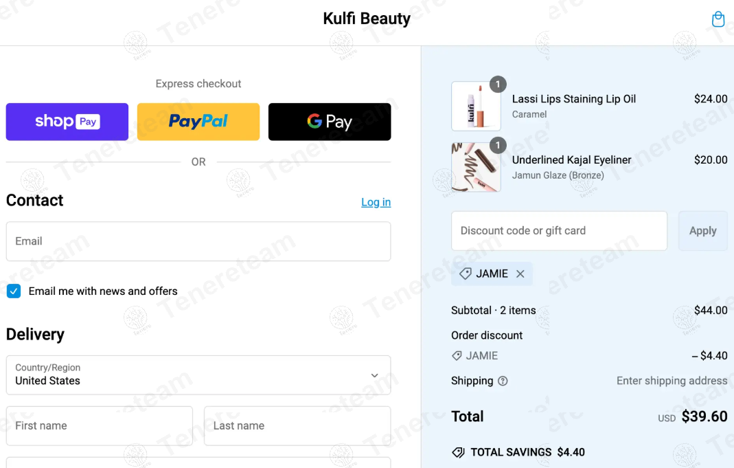 Kulfi Beauty apply coupon code