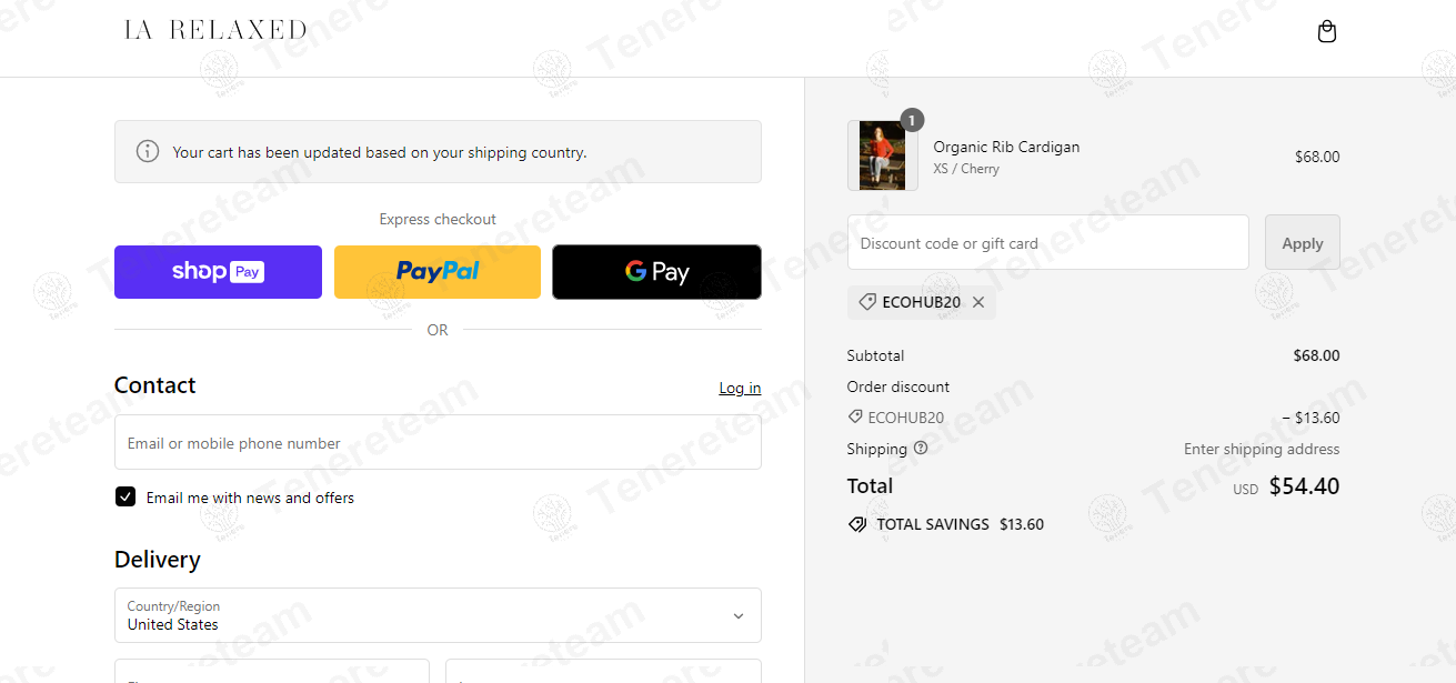 LA Relaxed apply coupon code