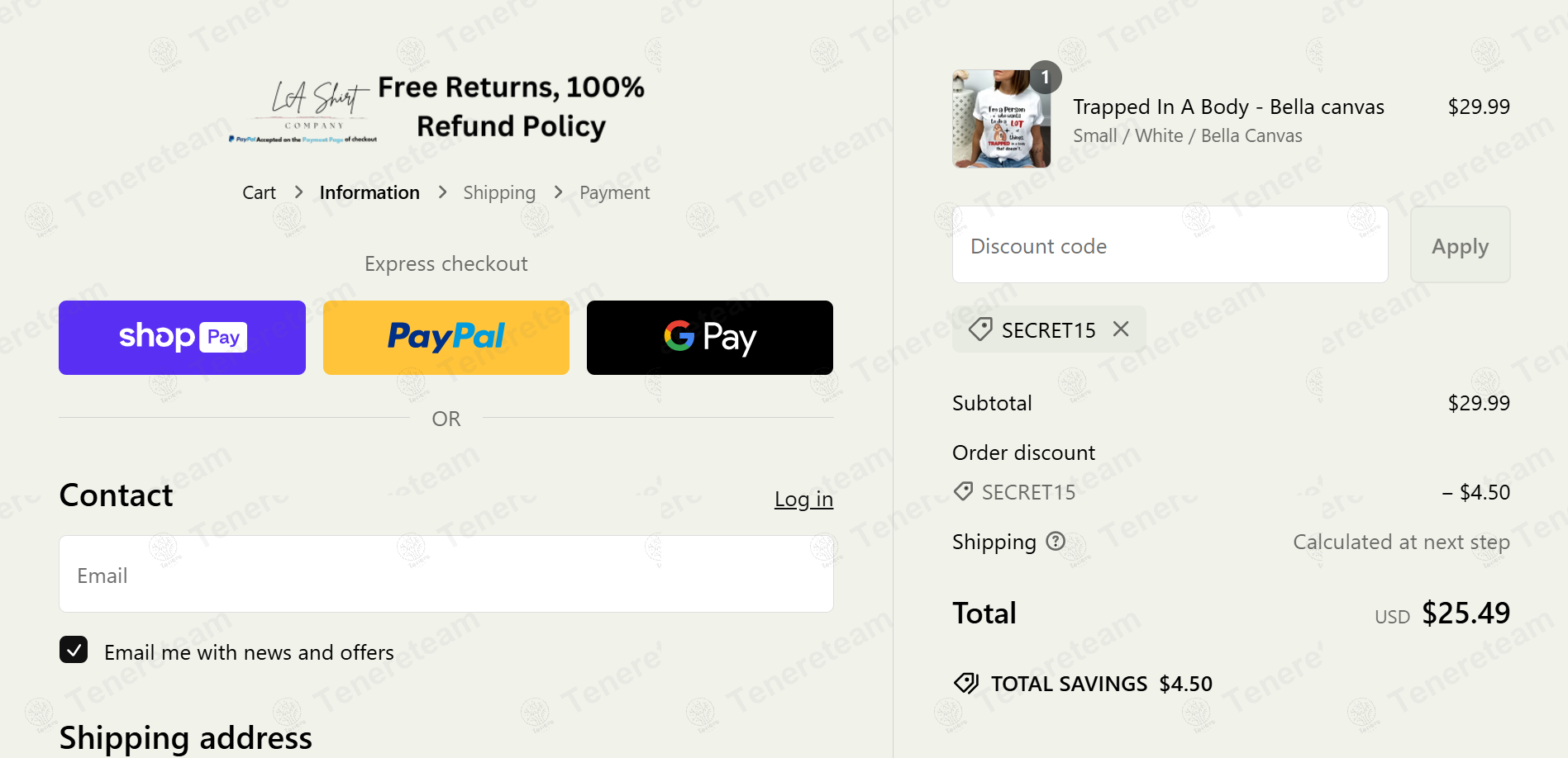 LA Shirt Company apply coupon code