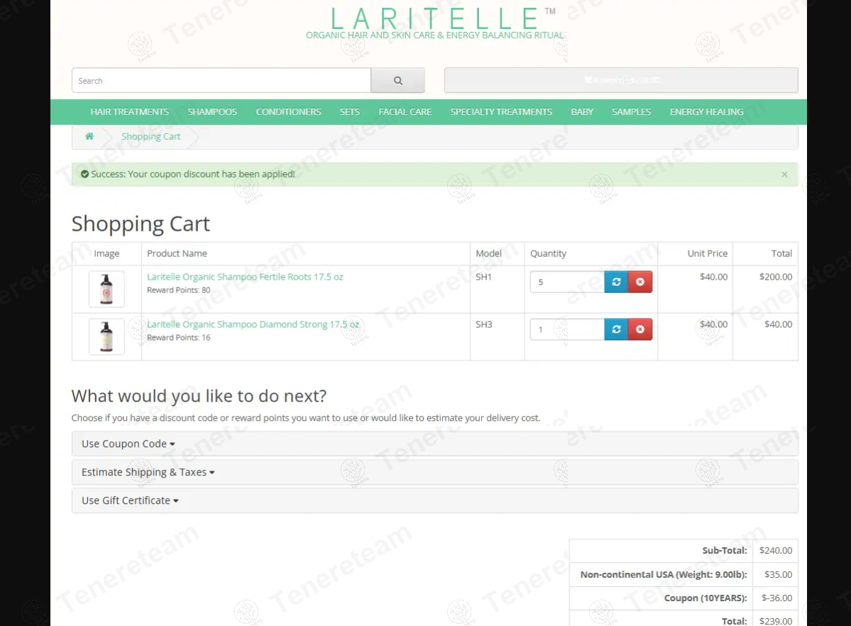 LARITELLE apply coupon code