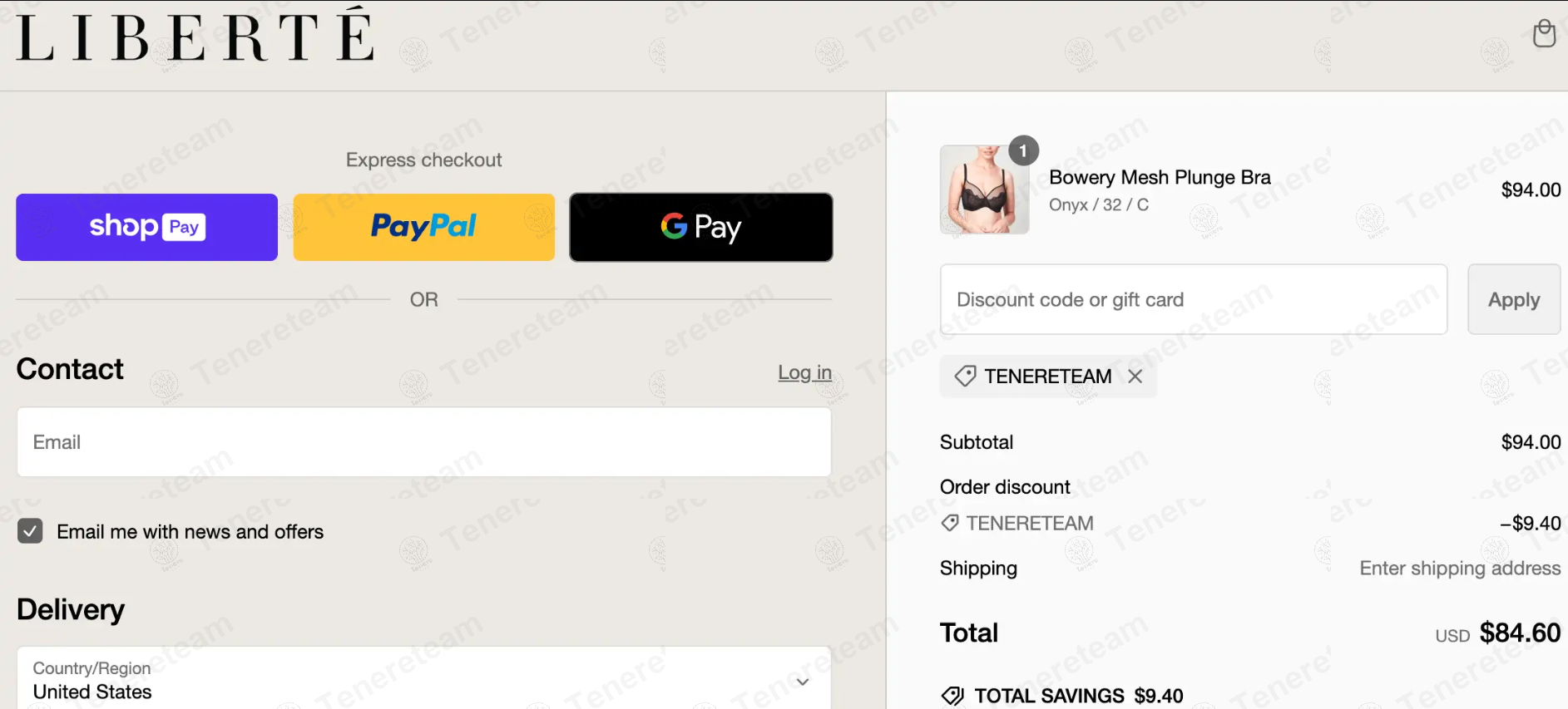 Liberte apply coupon code