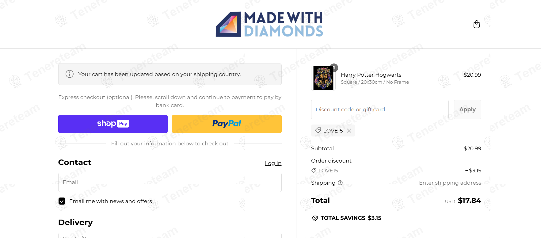 Made with Diamonds apply coupon code