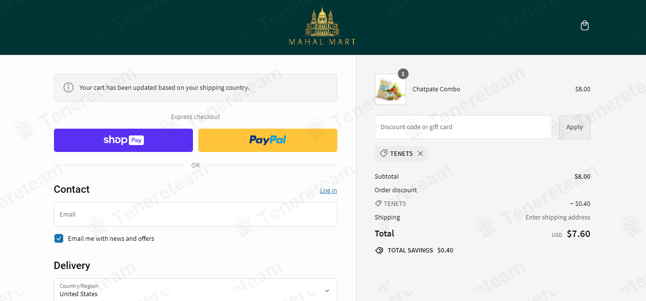 Mahal Mart apply coupon code