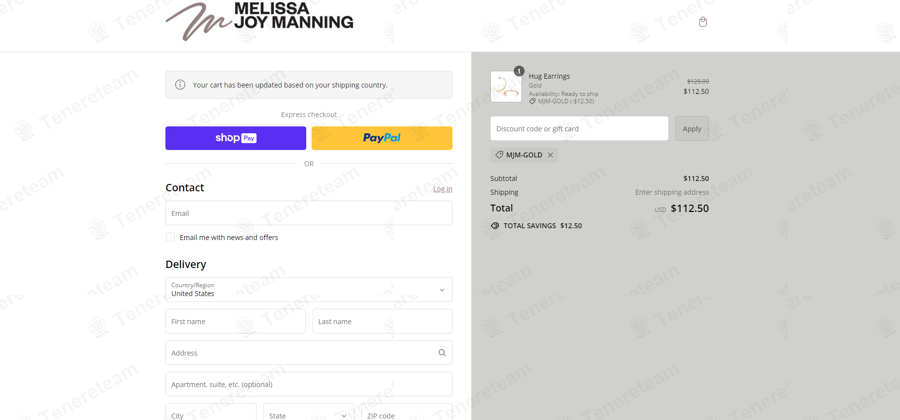 Melissa Joy Manning apply coupon code