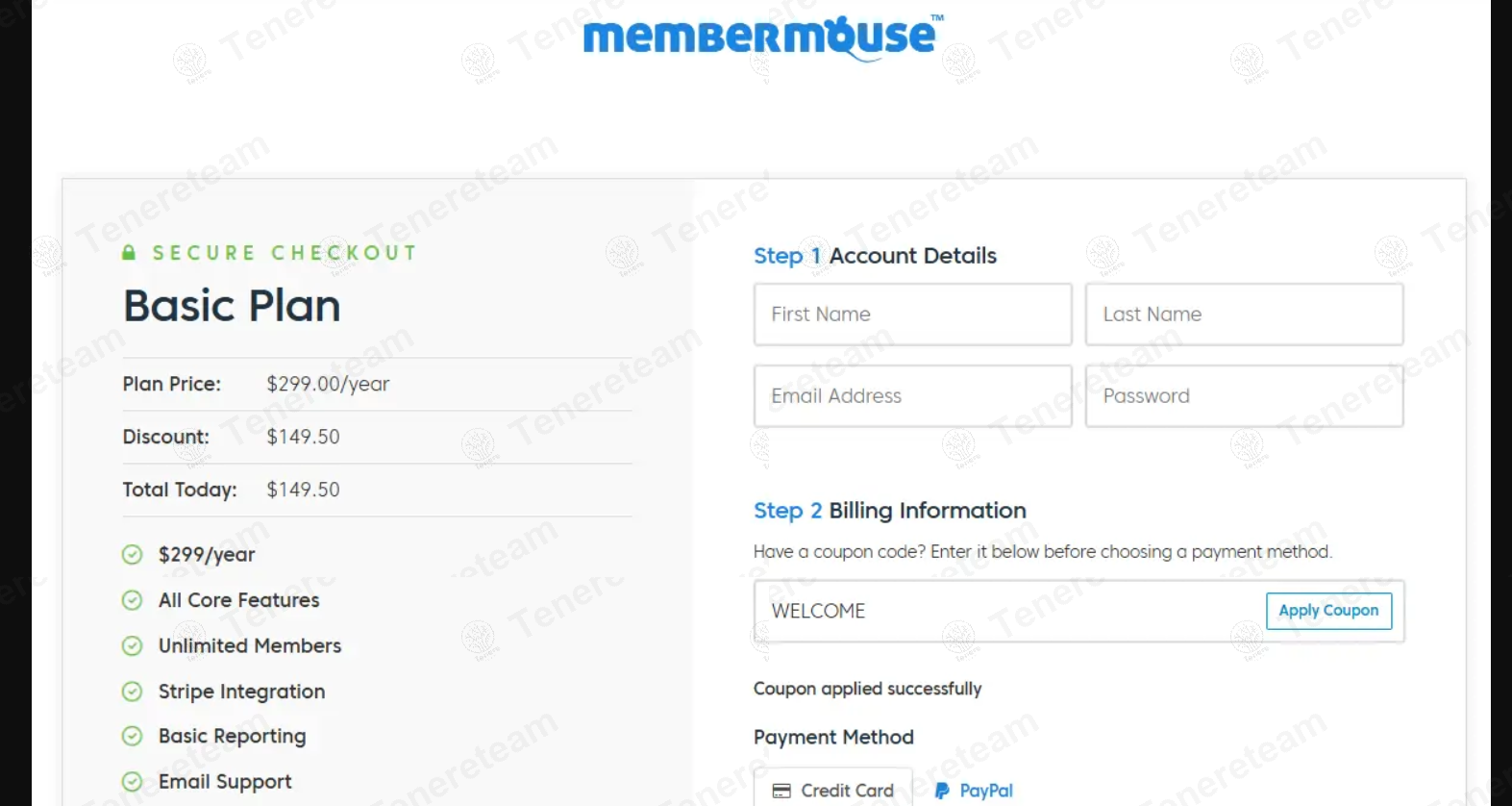 MemberMouse apply coupon code