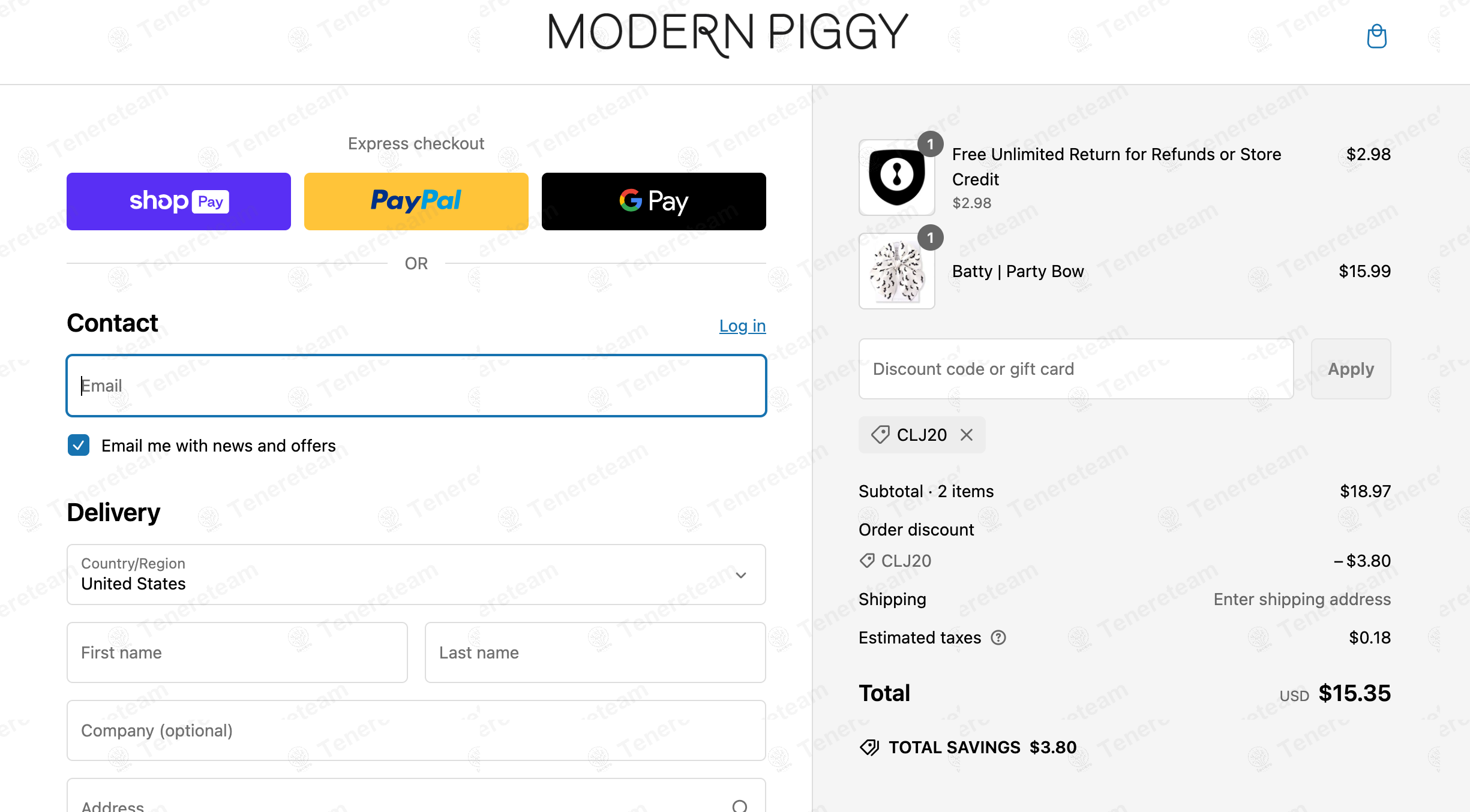 Modern Piggy apply coupon code