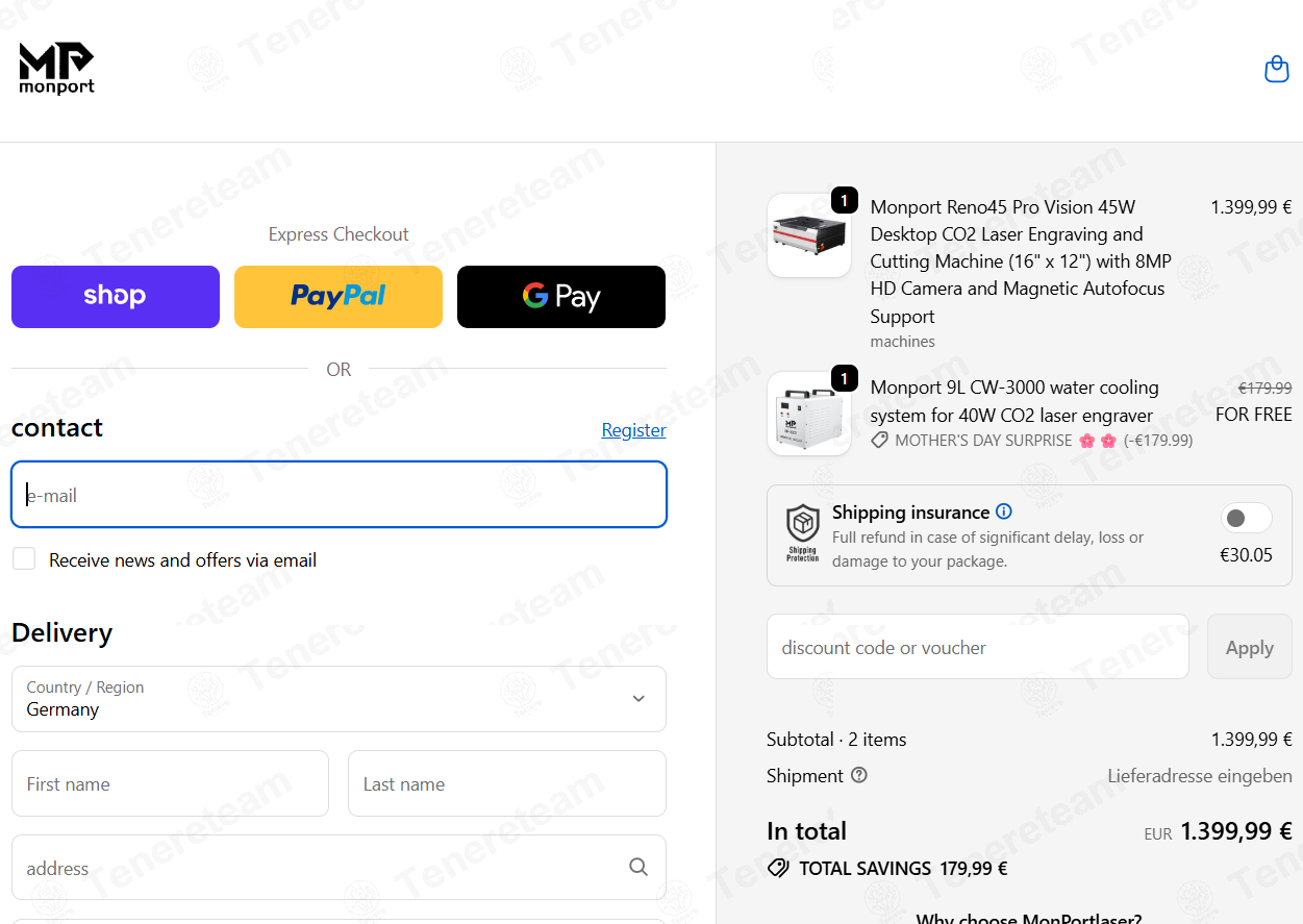 Monport Laser DE apply coupon code