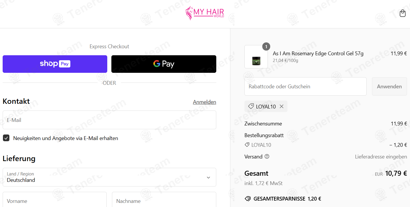 My Hair World apply coupon code