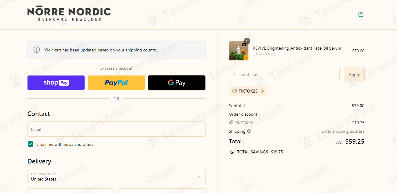 Norre Nordic apply coupon code