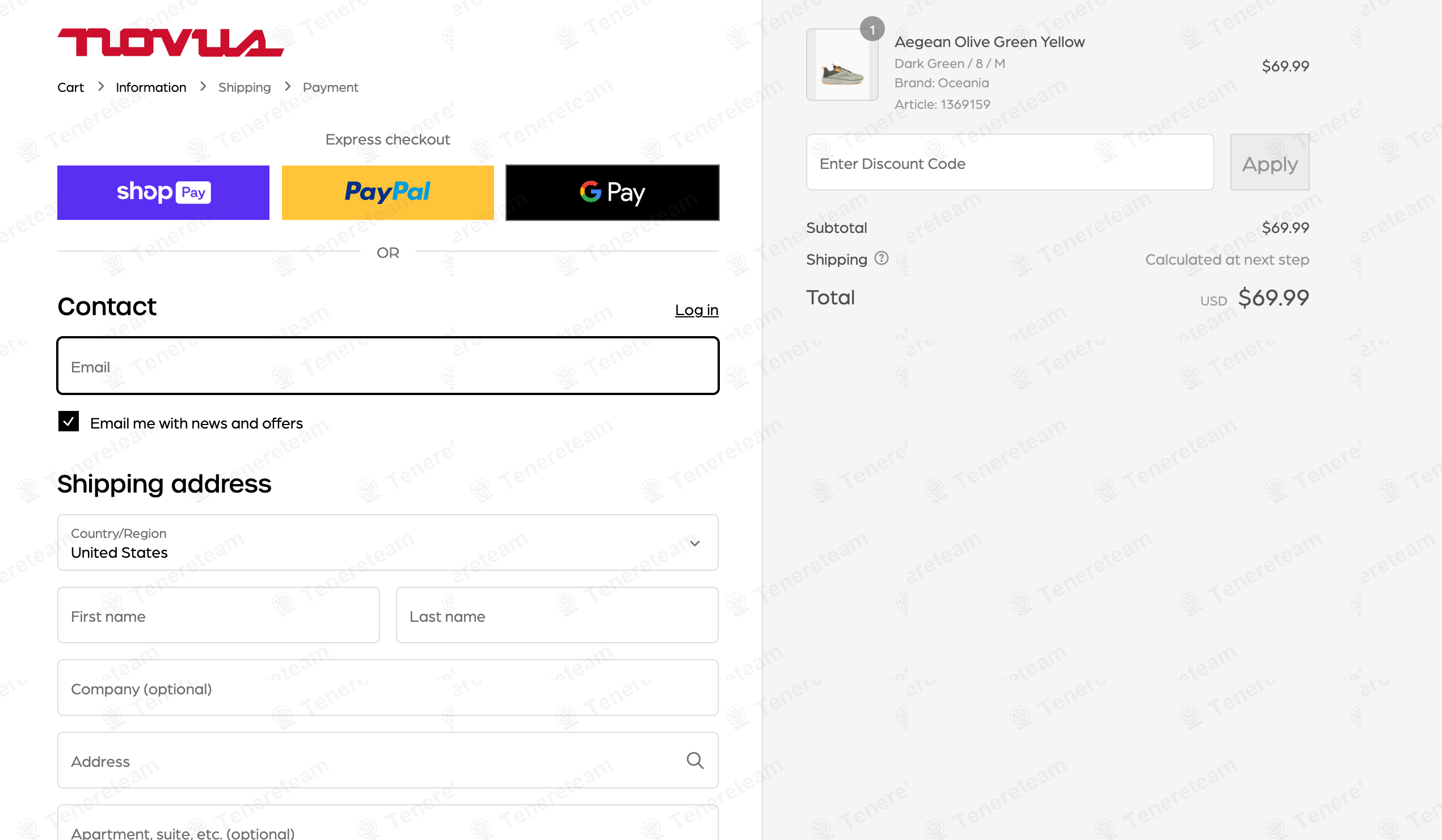 Oceania apply coupon code