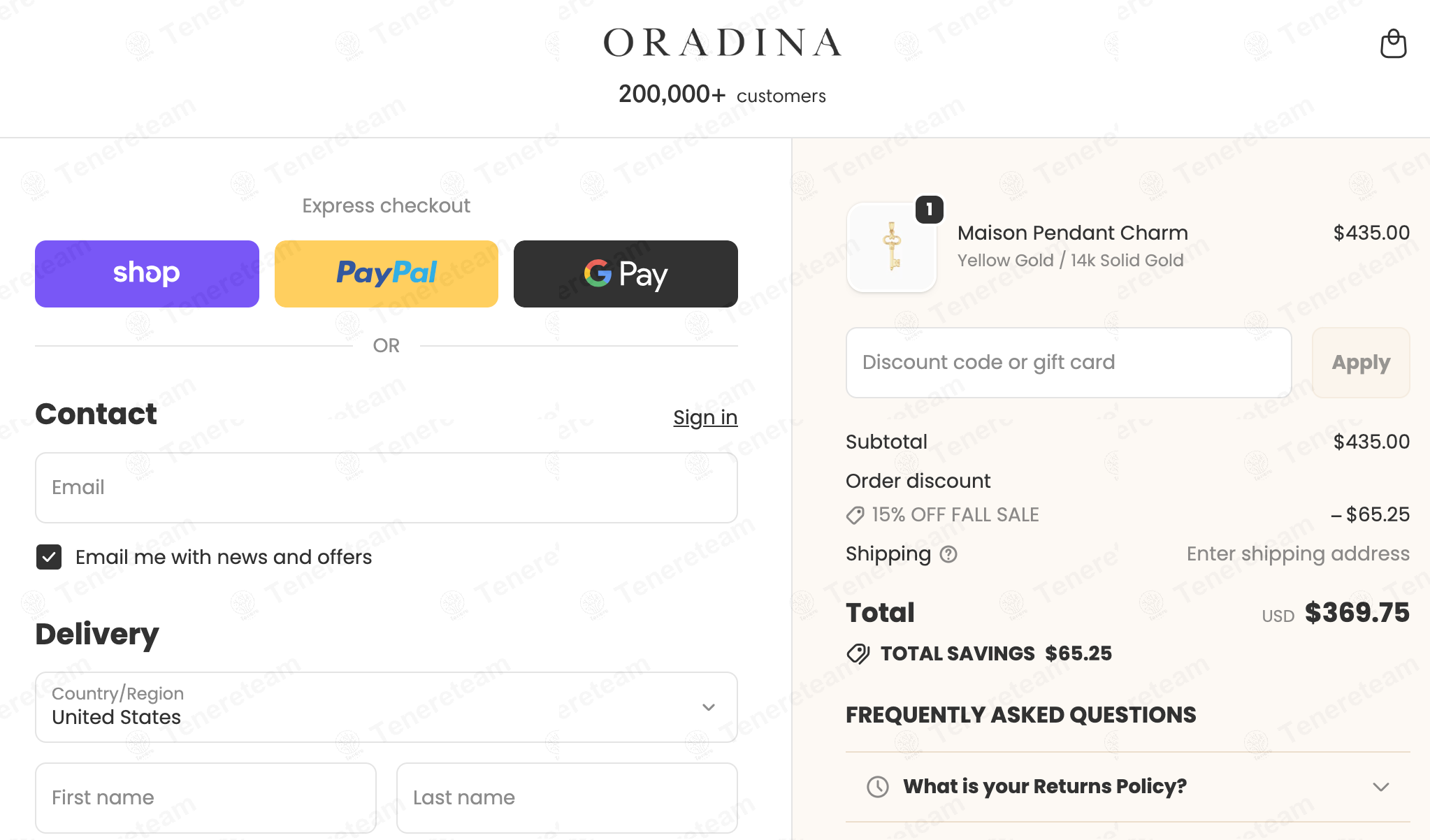 Oradina apply coupon code