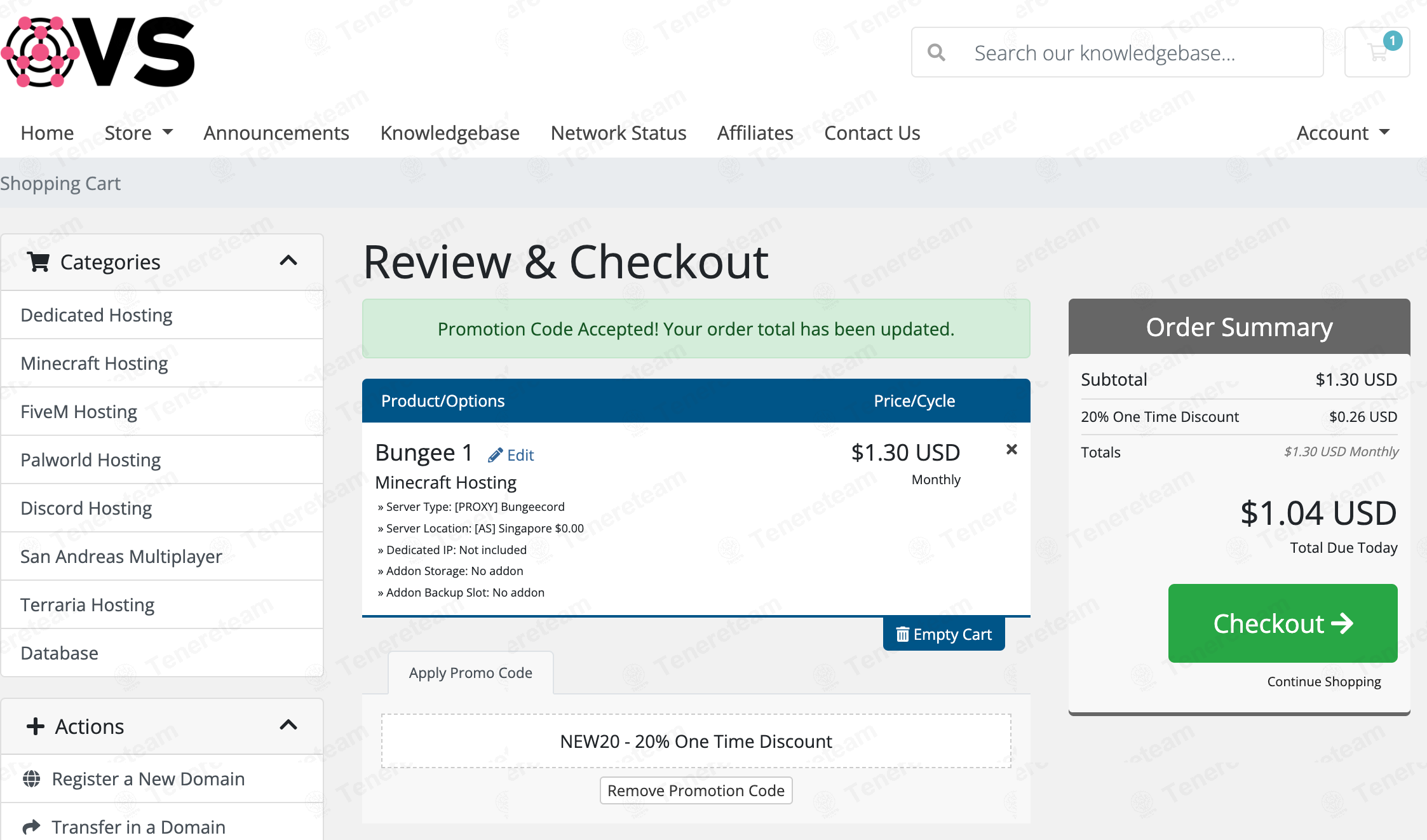 OVS Hosting apply coupon code