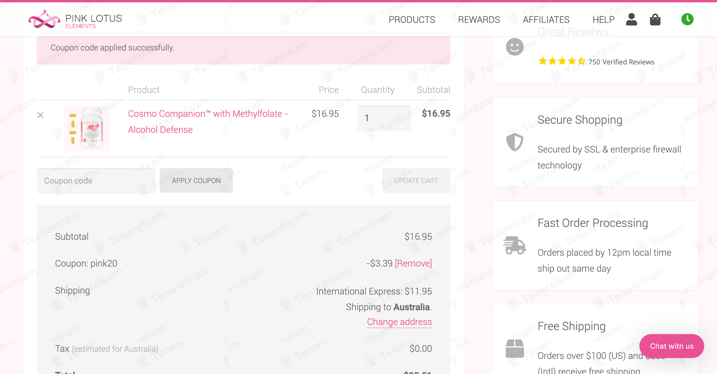 Pink Lotus apply coupon code