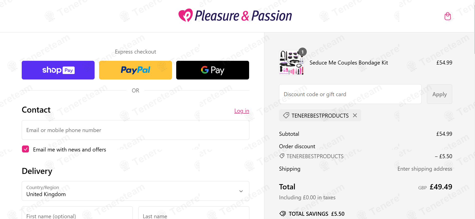 Pleasure and Passion apply coupon code