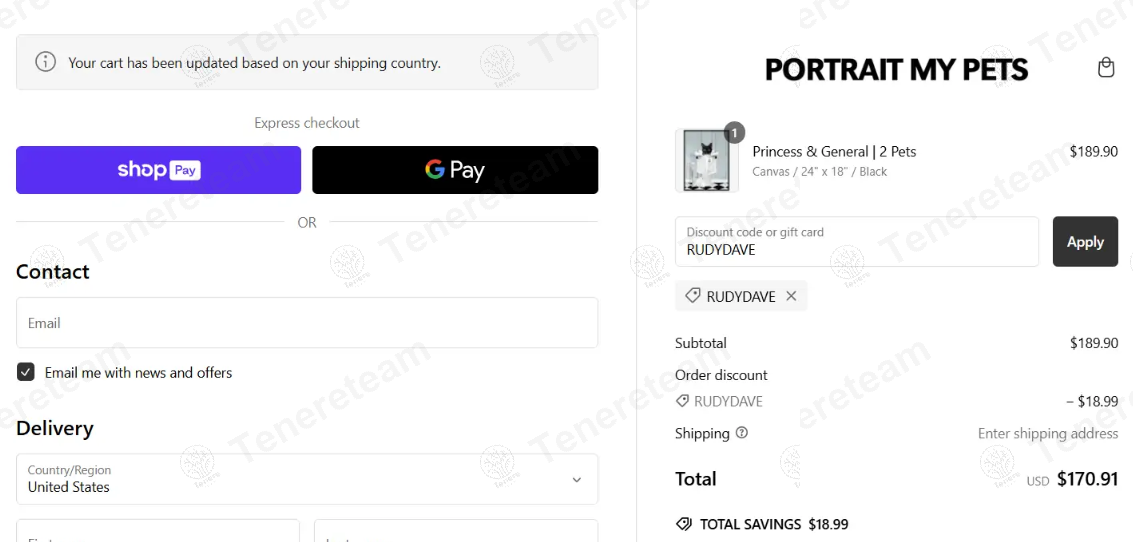 Portrait My Pets apply coupon code