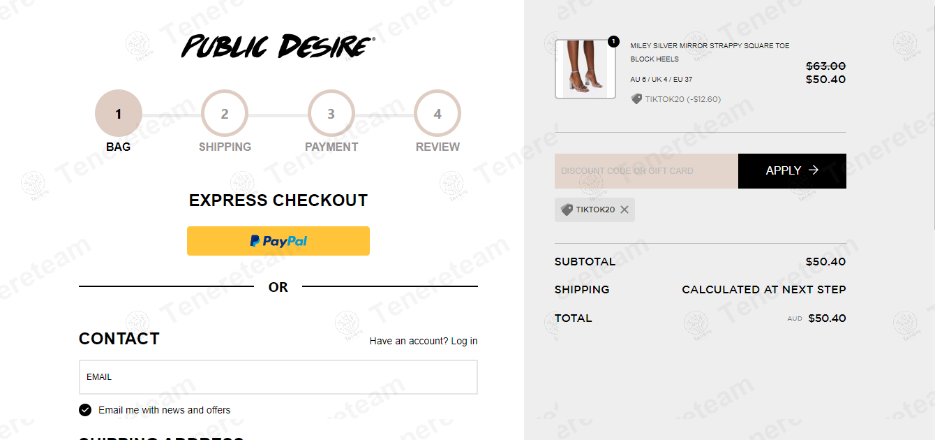 Public Desire AU apply coupon code