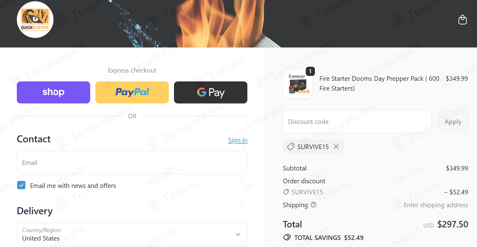 QuickSurvive apply coupon code